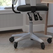 Nicholas Mid-Back Black Mesh Multifunction Executive Ergonomic Office Chair with Adjustable Arms, Transparent Roller Wheels, and White Frame, HL-0001-WH-BK-RLB-GG