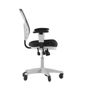 Nicholas Mid-Back Black Mesh Multifunction Executive Ergonomic Office Chair with Adjustable Arms, Transparent Roller Wheels, and White Frame, HL-0001-WH-BK-RLB-GG