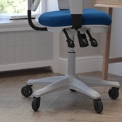 Nicholas Mid-Back Blue Mesh Multifunction Executive Ergonomic Office Chair with Adjustable Arms, Transparent Roller Wheels, and White Frame, HL-0001-WH-BLUE-RLB-GG