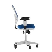 Nicholas Mid-Back Blue Mesh Multifunction Executive Ergonomic Office Chair with Adjustable Arms, Transparent Roller Wheels, and White Frame, HL-0001-WH-BLUE-RLB-GG