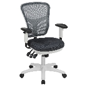 Mid-Back Dark Gray Mesh Multifunction Executive Swivel Ergonomic Office Chair with Adjustable Arms and White Frame
