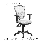Mid-Back White Mesh Multifunction Executive Swivel Ergonomic Office Chair with Adjustable Arms, HL-0001-WH-GG