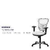 Mid-Back White Mesh Multifunction Executive Swivel Ergonomic Office Chair with Adjustable Arms, HL-0001-WH-GG