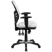 Mid-Back White Mesh Multifunction Executive Swivel Ergonomic Office Chair with Adjustable Arms, HL-0001-WH-GG