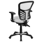 Mid-Back White Mesh Multifunction Executive Swivel Ergonomic Office Chair with Adjustable Arms, HL-0001-WH-GG