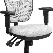 Mid-Back White Mesh Multifunction Executive Swivel Ergonomic Office Chair with Adjustable Arms, HL-0001-WH-GG