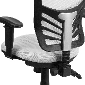 Mid-Back White Mesh Multifunction Executive Swivel Ergonomic Office Chair with Adjustable Arms, HL-0001-WH-GG