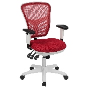Mid-Back Red Mesh Multifunction Executive Swivel Ergonomic Office Chair with Adjustable Arms and White Frame, HL-0001-WH-RED-GG