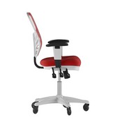 Nicholas Mid-Back Red Mesh Multifunction Executive Ergonomic Office Chair with Adjustable Arms, Transparent Roller Wheels, and White Frame, HL-0001-WH-RED-RLB-GG