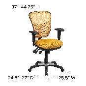 Mid-Back Yellow-Orange Mesh Multifunction Executive Swivel Ergonomic Office Chair with Adjustable Arms, HL-0001-YEL-GG