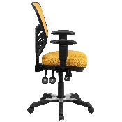 Mid-Back Yellow-Orange Mesh Multifunction Executive Swivel Ergonomic Office Chair with Adjustable Arms, HL-0001-YEL-GG