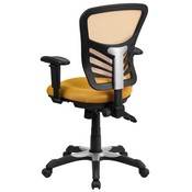 Mid-Back Yellow-Orange Mesh Multifunction Executive Swivel Ergonomic Office Chair with Adjustable Arms, HL-0001-YEL-GG