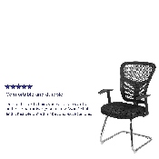 Black Mesh Side Reception Chair with Chrome Sled Base, HL-0001B-BK-GG