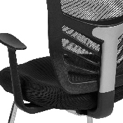 Black Mesh Side Reception Chair with Chrome Sled Base, HL-0001B-BK-GG