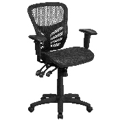 Mid-Back Transparent Black Mesh Multifunction Executive Swivel Ergonomic Office Chair with Adjustable Arms, HL-0001T-GG