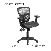 Mid-Back Transparent Black Mesh Multifunction Executive Swivel Ergonomic Office Chair with Adjustable Arms, HL-0001T-GG
