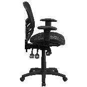 Mid-Back Transparent Black Mesh Multifunction Executive Swivel Ergonomic Office Chair with Adjustable Arms, HL-0001T-GG