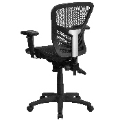 Mid-Back Transparent Black Mesh Multifunction Executive Swivel Ergonomic Office Chair with Adjustable Arms, HL-0001T-GG