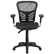 Mid-Back Transparent Black Mesh Multifunction Executive Swivel Ergonomic Office Chair with Adjustable Arms, HL-0001T-GG