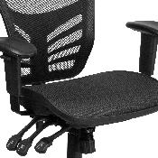 Mid-Back Transparent Black Mesh Multifunction Executive Swivel Ergonomic Office Chair with Adjustable Arms, HL-0001T-GG