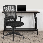 Mid-Back Black Mesh Executive Swivel Ergonomic Office Chair with Back Angle Adjustment and Adjustable Arms, HL-0004K-GG