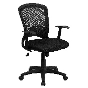 Mid-Back Designer Black Mesh Swivel Task Office Chair with Arms, HL-0007-GG