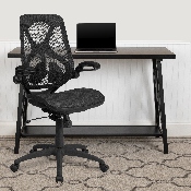 High Back Transparent Black Mesh Executive Ergonomic Office Chair with Adjustable Lumbar, 2-Paddle Control & Flip-Up Arms, HL-0013T-GG