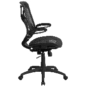 High Back Transparent Black Mesh Executive Ergonomic Office Chair with Adjustable Lumbar, 2-Paddle Control & Flip-Up Arms, HL-0013T-GG