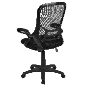 High Back Black Mesh Ergonomic Swivel Office Chair with Black Frame and Flip-up Arms, HL-0016-1-BK-BK-GG