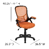 High Back Orange Mesh Ergonomic Swivel Office Chair with Black Frame and Flip-up Arms, HL-0016-1-BK-OR-GG