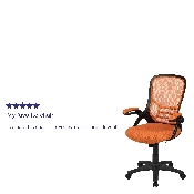 High Back Orange Mesh Ergonomic Swivel Office Chair with Black Frame and Flip-up Arms, HL-0016-1-BK-OR-GG