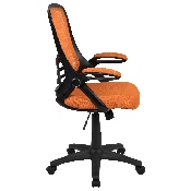High Back Orange Mesh Ergonomic Swivel Office Chair with Black Frame and Flip-up Arms, HL-0016-1-BK-OR-GG