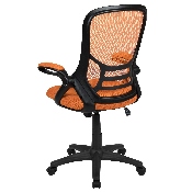 High Back Orange Mesh Ergonomic Swivel Office Chair with Black Frame and Flip-up Arms, HL-0016-1-BK-OR-GG