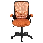 High Back Orange Mesh Ergonomic Swivel Office Chair with Black Frame and Flip-up Arms, HL-0016-1-BK-OR-GG