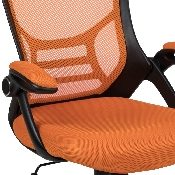 High Back Orange Mesh Ergonomic Swivel Office Chair with Black Frame and Flip-up Arms, HL-0016-1-BK-OR-GG
