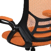 High Back Orange Mesh Ergonomic Swivel Office Chair with Black Frame and Flip-up Arms, HL-0016-1-BK-OR-GG