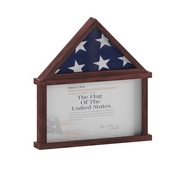 Quincy Flag and Certificate Display Case, Solid Pine Wood Flag Shadow Box Fits 9x5 Folded Burial Flag, Mahogany Finish, HMHD-22M192Y-MHG-GG
