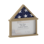 Quincy Flag and Certificate Display Case, Solid Pine Wood Flag Shadow Box Fits 9x5 Folded Burial Flag, Weathered Wood Finish, HMHD-22M192Y-WEATH-GG