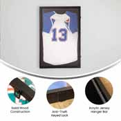 Banks 24x36 Jersey Display Case with Solid Pine Wood Frame, Velvet Backing Board, and Anti-Theft Lock in Black, HMHD-23M099YBN-BLK-2436-GG