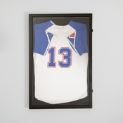Banks 24x36 Jersey Display Case with Solid Pine Wood Frame, Velvet Backing Board, and Anti-Theft Lock in Black, HMHD-23M099YBN-BLK-2436-GG