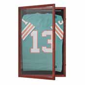 Banks 24x36 Jersey Display Case with Solid Pine Wood Frame, Velvet Backing Board, and Anti-Theft Lock in Mahogany, HMHD-23M099YBN-MHG-2436-GG