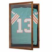 Banks 24x36 Jersey Display Case with Solid Pine Wood Frame, Velvet Backing Board, and Anti-Theft Lock in Rustic Brown, HMHD-23M099YBN-RSTBRN-2436-GG