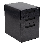 Ergonomic 3-Drawer Mobile Locking Filing Cabinet with Anti-Tilt Mechanism and Hanging Drawer for Legal & Letter Files, Black
