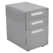 Ergonomic 3-Drawer Mobile Locking Filing Cabinet with Anti-Tilt Mechanism and Hanging Drawer for Legal & Letter Files, Gray, HZ-AP535-01-GRY-GG