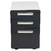 Ergonomic 3-Drawer Mobile Locking Filing Cabinet with Anti-Tilt Mechanism & Letter/Legal Drawer, White with Charcoal Faceplate, HZ-AP535-02-DGY-WH-GG