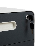 Ergonomic 3-Drawer Mobile Locking Filing Cabinet with Anti-Tilt Mechanism & Letter/Legal Drawer, White with Charcoal Faceplate, HZ-AP535-02-DGY-WH-GG