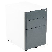 Modern 3-Drawer Mobile Locking Filing Cabinet with Anti-Tilt Mechanism & Letter/Legal Drawer, White with Charcoal Faceplate, HZ-CHPL-02-GRY-WH-GG