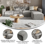 Bridgetown Luxury Modular 5 Piece Sectional Sofa, Gray, IS-IT2231-5PCSEC-GRY-GG