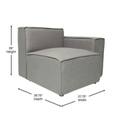 Bridgetown Luxury Modular Sectional Sofa, Right Side with Arm Rest, Gray, IS-IT2231-RC-GRY-GG