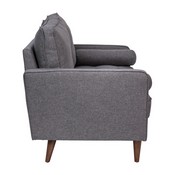 Hudson Mid-Century Modern Loveseat Sofa with Tufted Faux Linen Upholstery & Solid Wood Legs in Dark Gray, IS-PL100-DKGY-GG